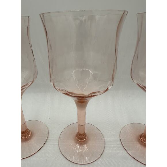 Set Of 3 Wine Glasses! Vintage Elegant Depression glass: PINK Rare Find! 7” - Picture 3 of 6